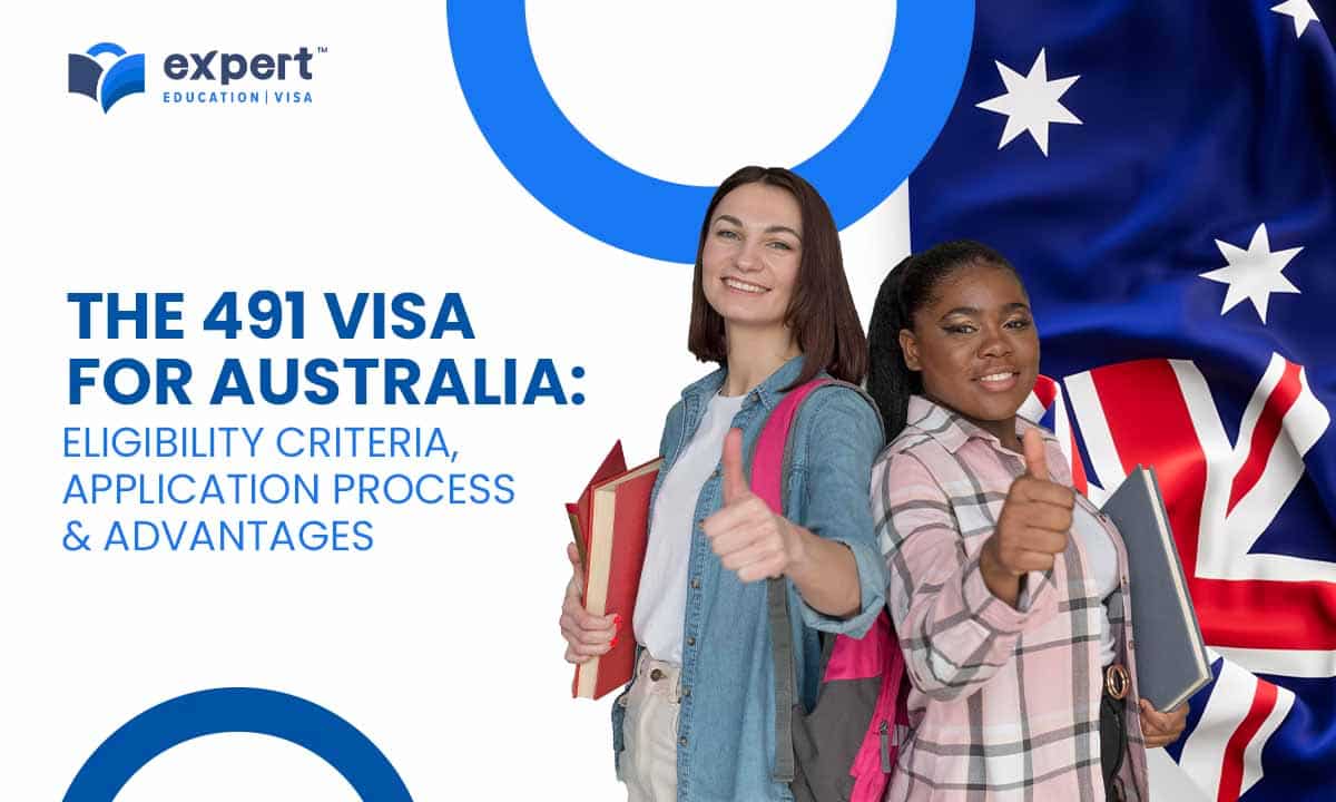 two girl student thumbs up Australia flag