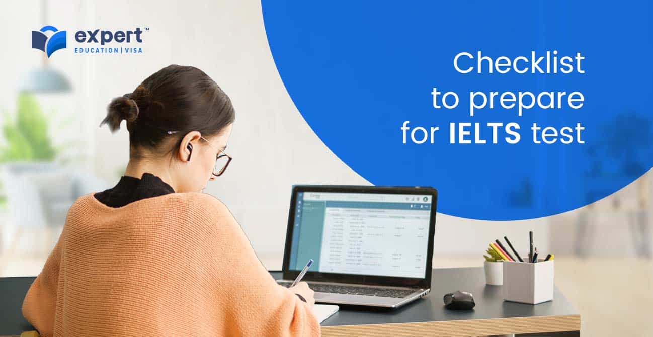 girl student checking IELTS preparation tips on laptop