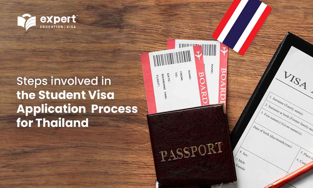visa application form with passport with Thailand flag